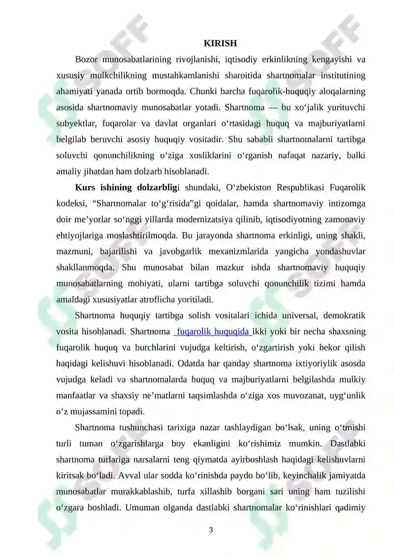 SHARTNOMAVIY XUQUQIY MUNOSABATLARNI TARTIBGA SOLUVCHI QONUNCHILIKNI O’ZIGA XOS XUSUSIYATI 2