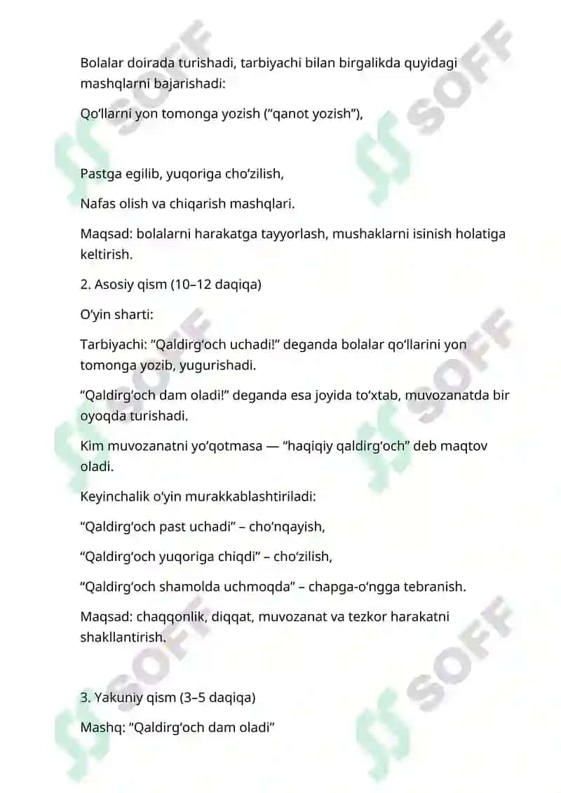 Bola rivojlanishining yosh xususiyatlari maktabgacha yoshdagi bolalar uchun harakatli o'yin namunasi 2