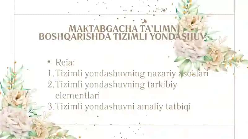 Maktabgacha taʼlimni boshqarishda Tizimli yondashuv 2
