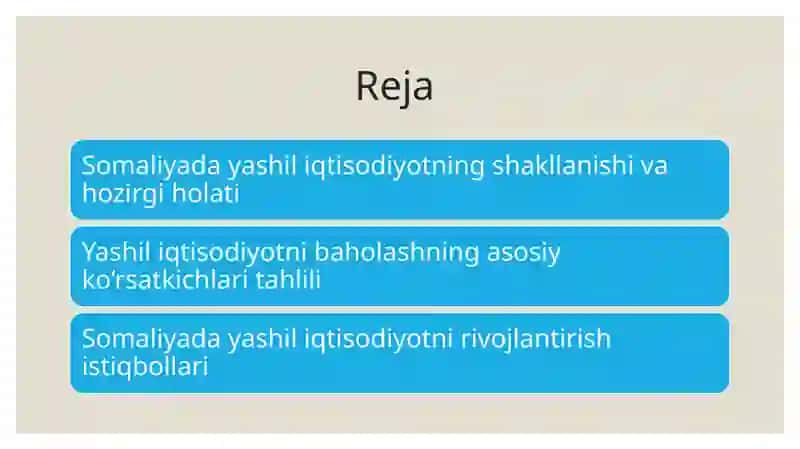 Somaliyada Yashil iqtisodiyotning shakllanishi va hozirgi holati 2