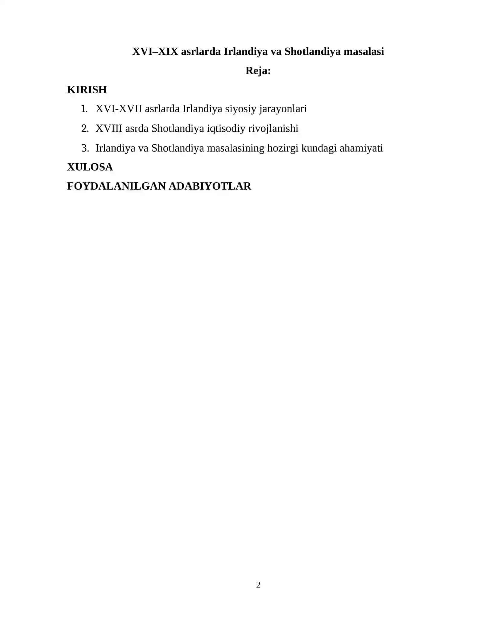 XVI–XIX asrlarda Irlandiya va Shotlandiya masalasi 2