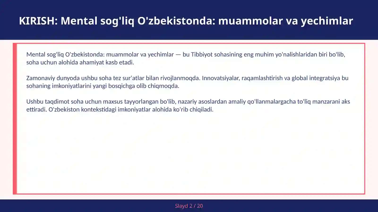 Mental sog'liq O'zbekistonda: muammolar va yechimlar 2