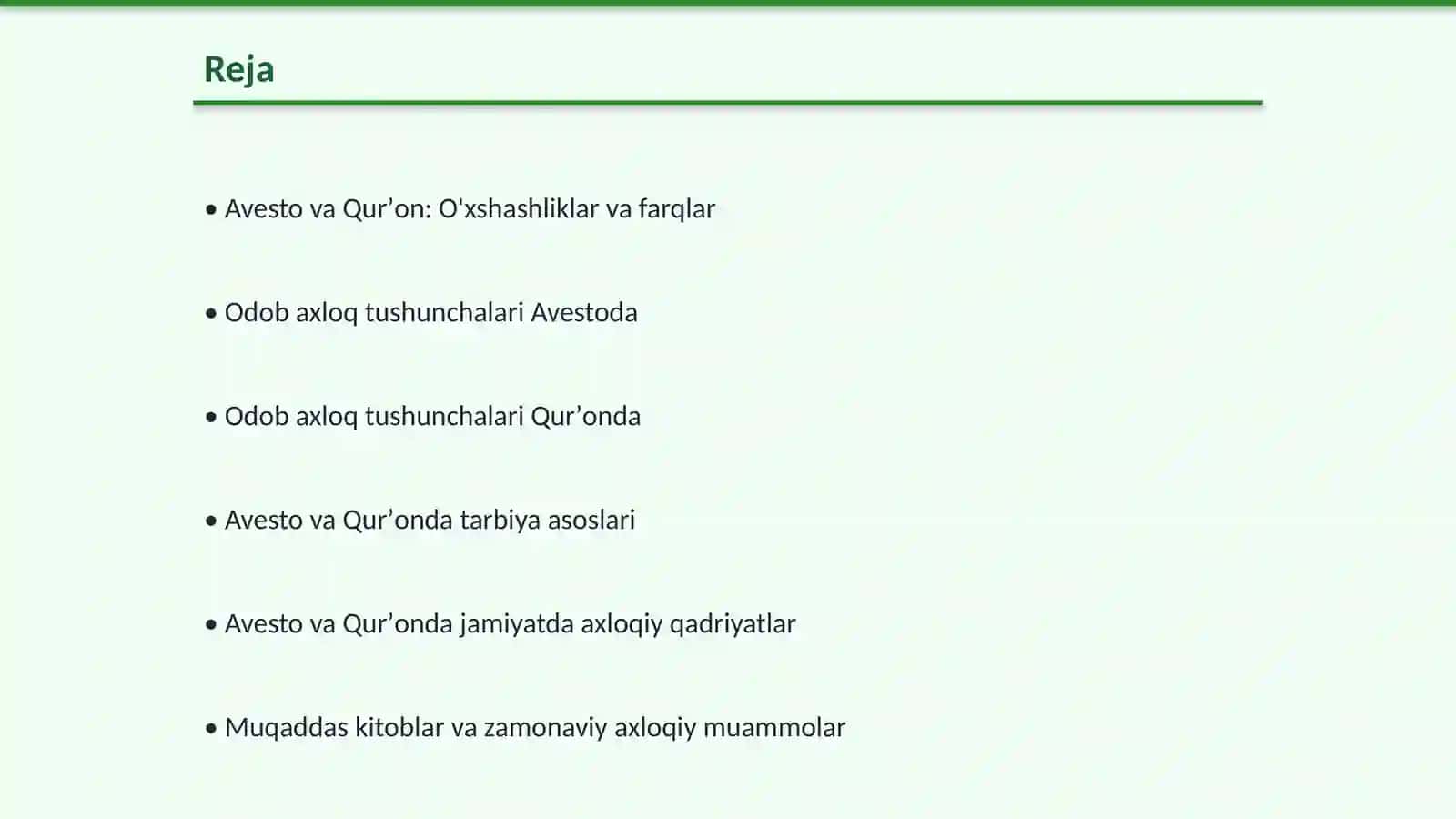 Muqaddas diniy kitoblar Avesto Qurʼonda odob axloq va tarbiya masalalari 2