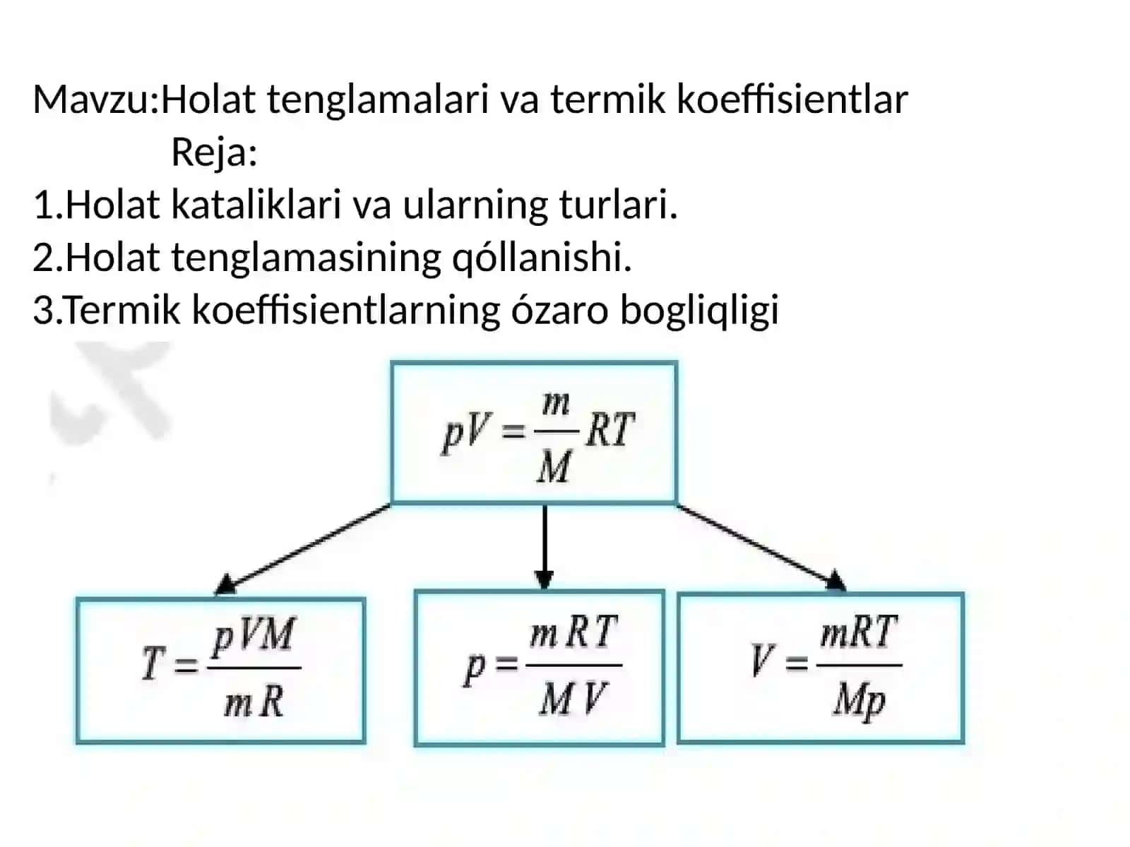 Holat tenglamalari va termik kоeffisiеntlаr 2