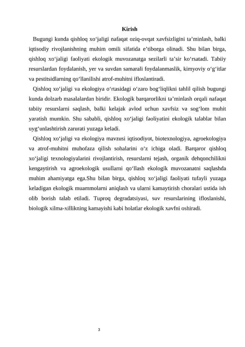 Qishloq xo‘jaligi va ekologiya 2