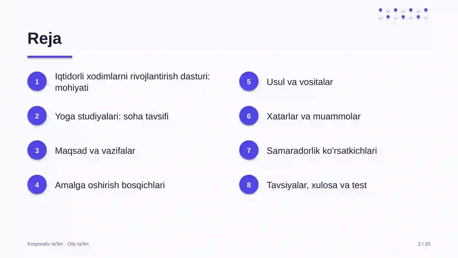 yoga studiyalarida iqtidorli xodimlarni rivojlantirish dasturi 2957 2