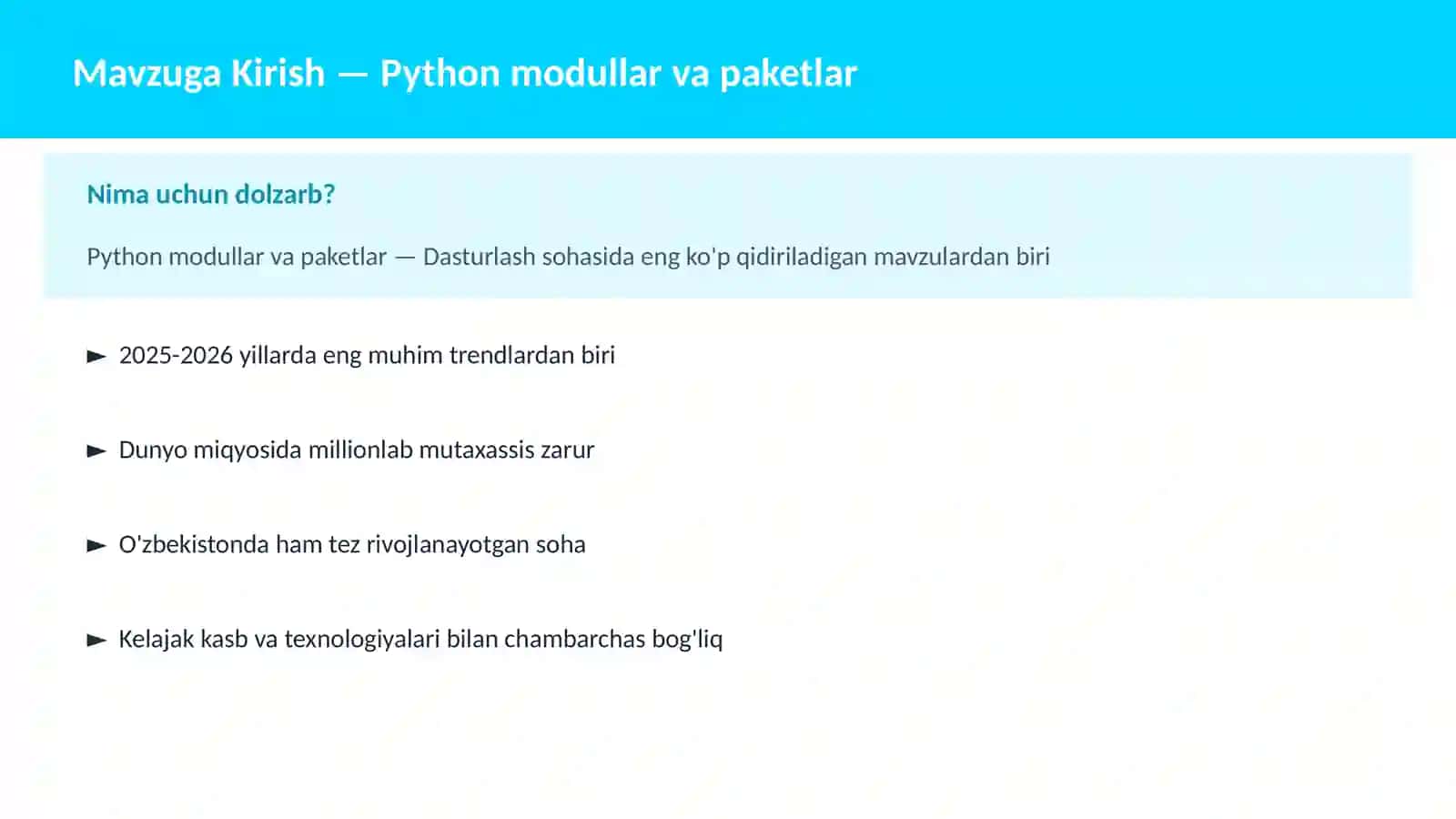 Python modullar va paketlar 2