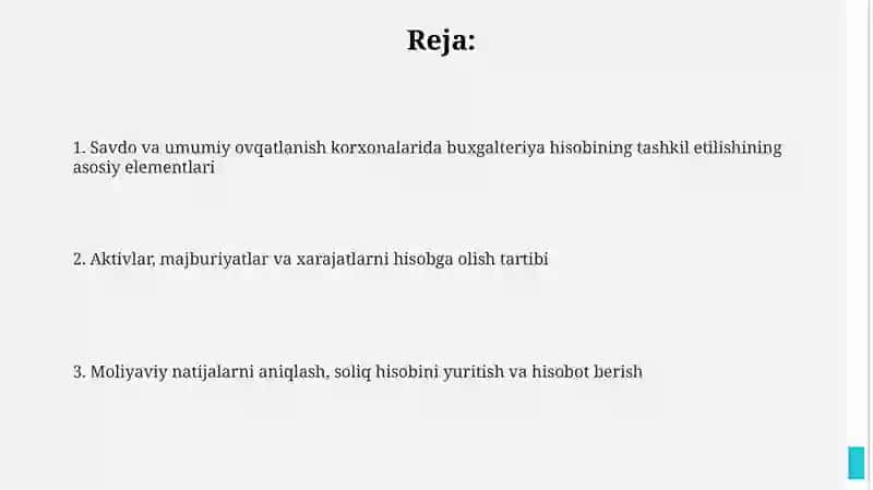 Savdo va umumiy ovqatlanish korxonalarida buxgalteriya hisobi 2