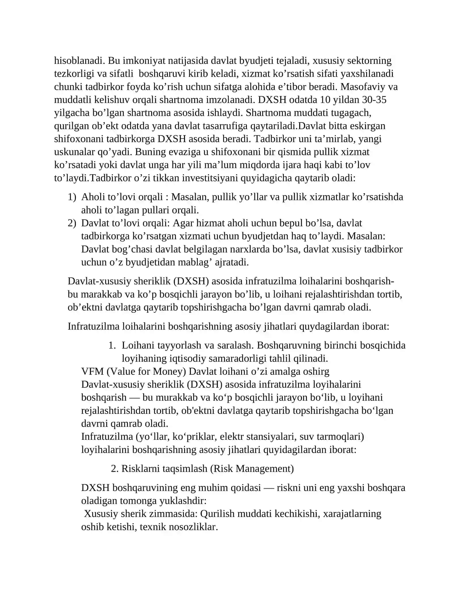 INFRATUZILMA LOIHALARNI BOSHQARISH 2