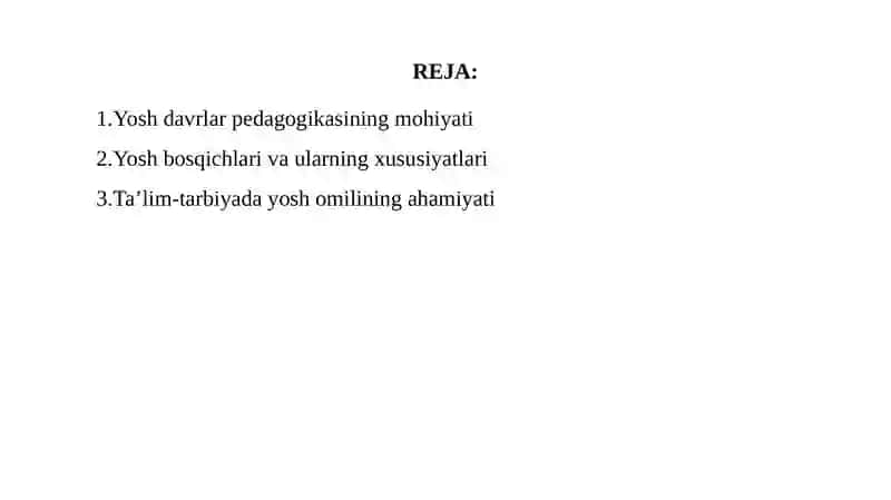 YOSH DAVRLAR PEDAGOGIKASI 2
