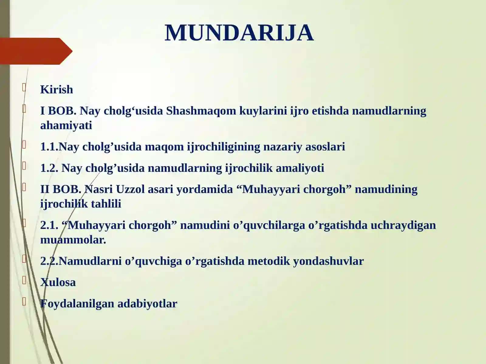 Muhayyari chorgoh namudini o’rgatish usullari (Nay cholg‘usi misolida) 2