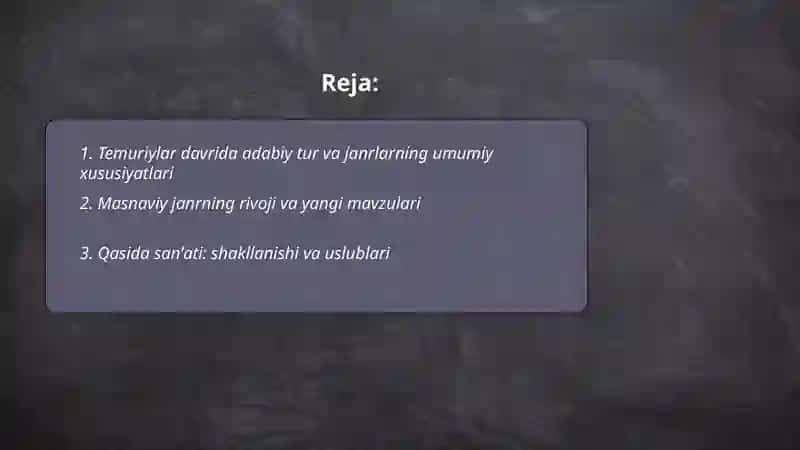 Temuriylar davri adabiyotida adabiy tur va janrlar taraqqiyoti 2