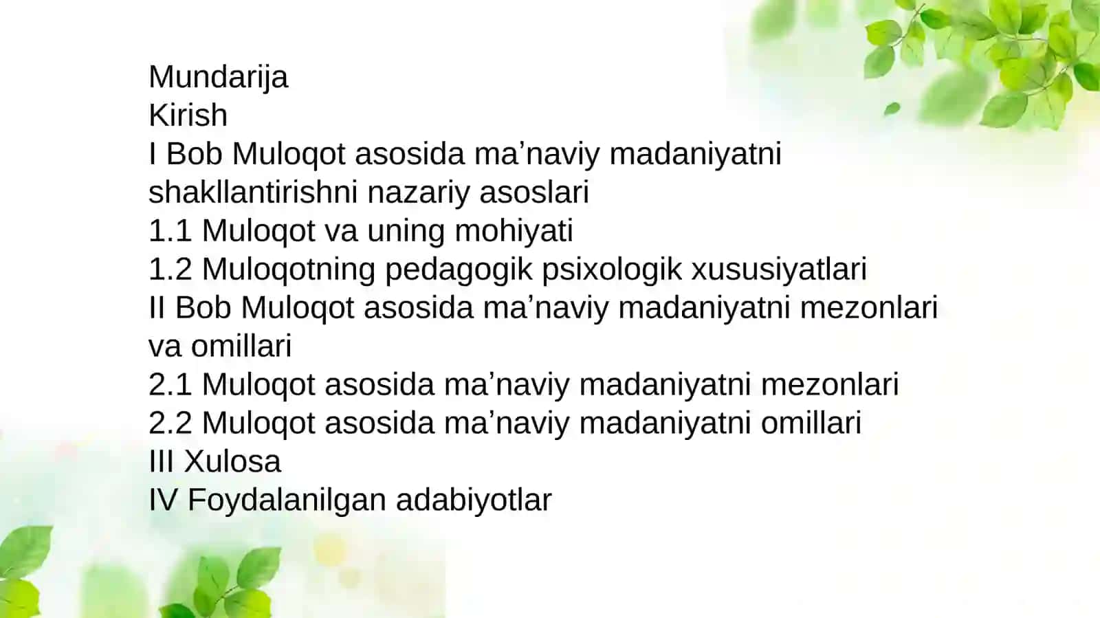 Umarova Xonzodaning Pedagogik mahorat fanidan kurs ishiga tayyorlagan taqdimoti 2