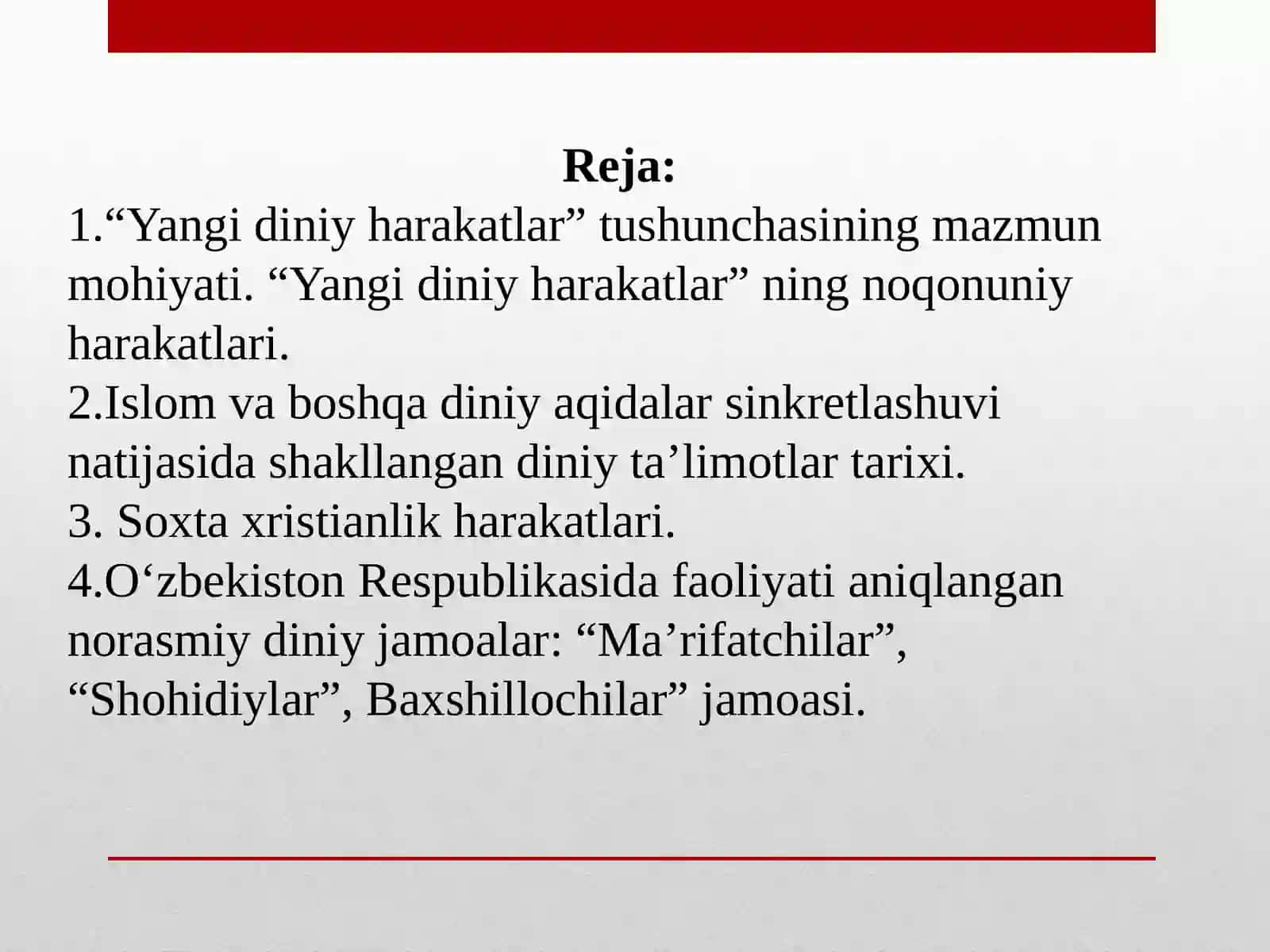 YANGI DINIY TA`LIMOTLAR VA SEKTALAR 2