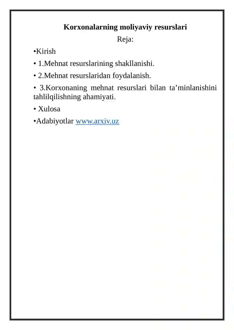 Mehnat resurslari deb tushunarli ma'noni aytmang 2
