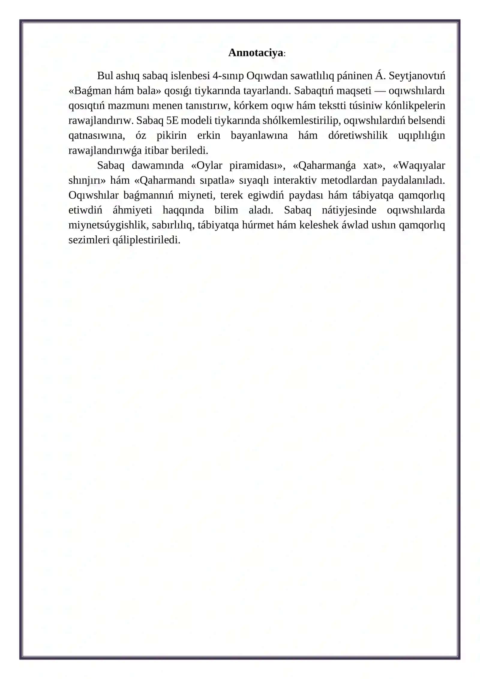 4-klass “Baǵman hám bala” 2