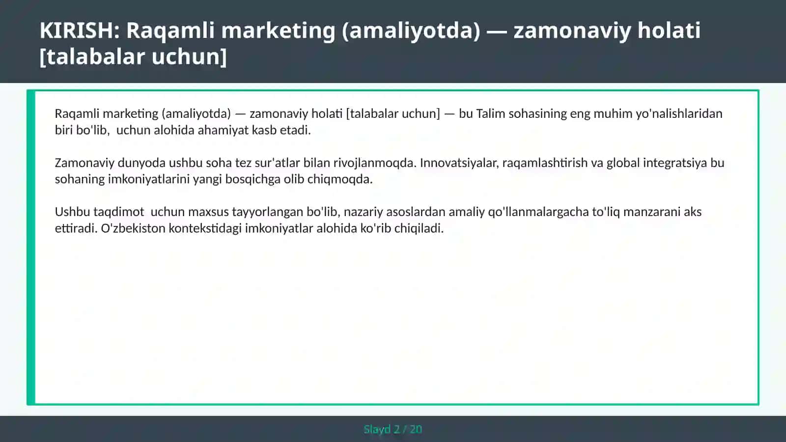 Raqamli marketing (amaliyotda) — zamonaviy holati [talabalar uchun] 2