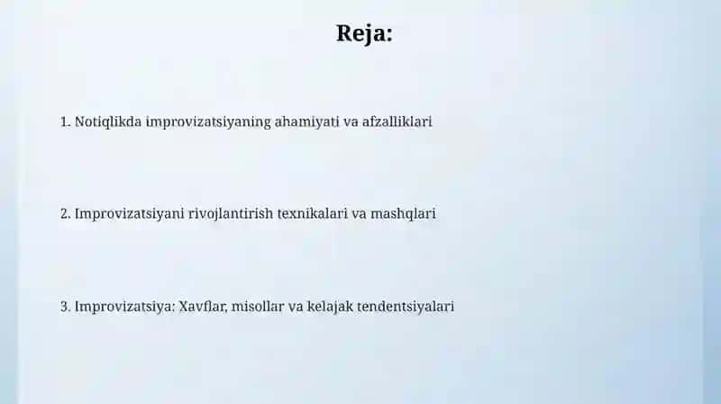Improvizatsiyaning notiqlik mahoratida oʻrni 2