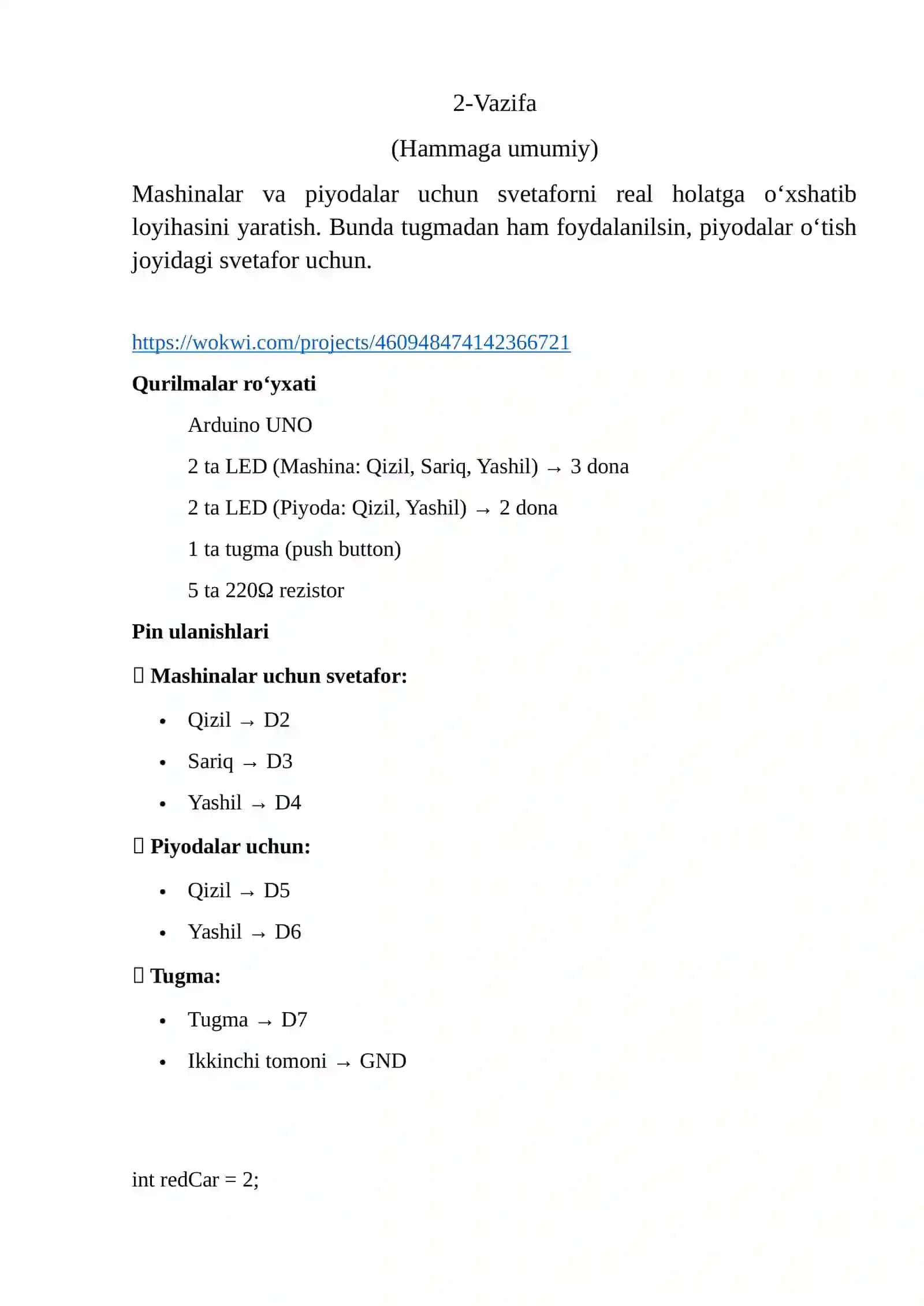 Mashinalar va piyodalar uchun svetaforni yaratish 2