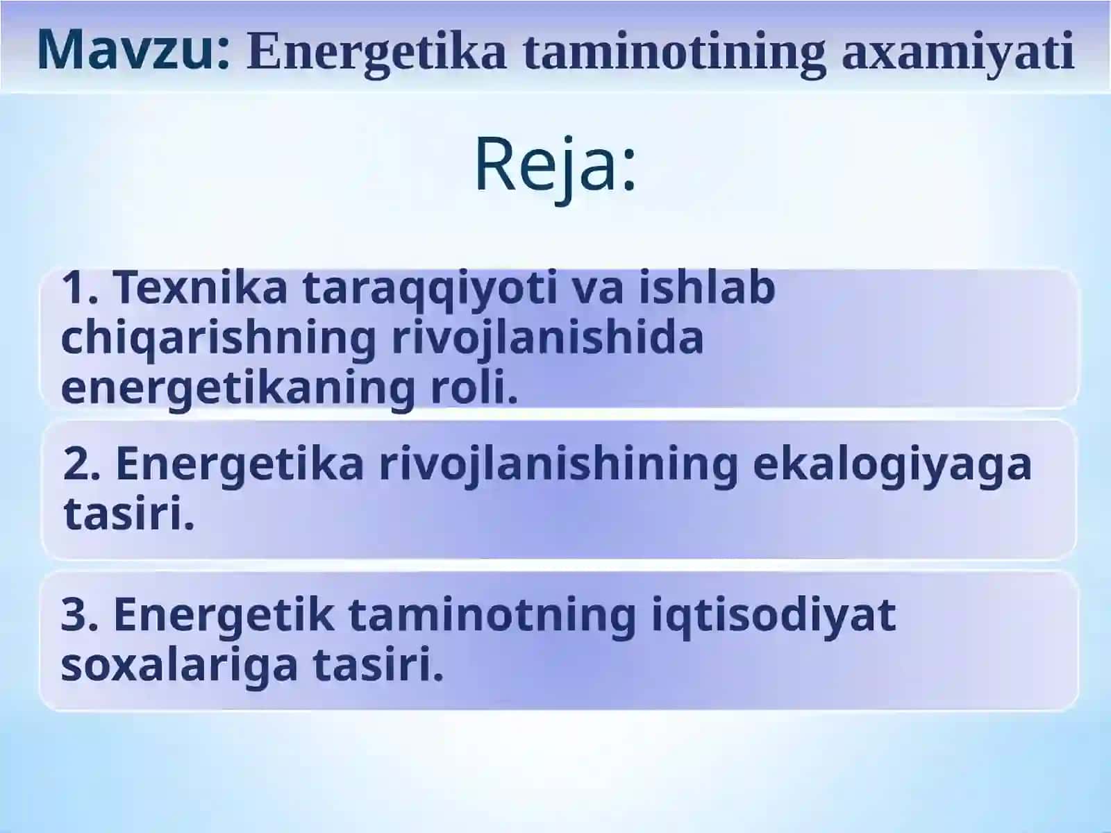 Energetika ta'minotining axamiyati 2