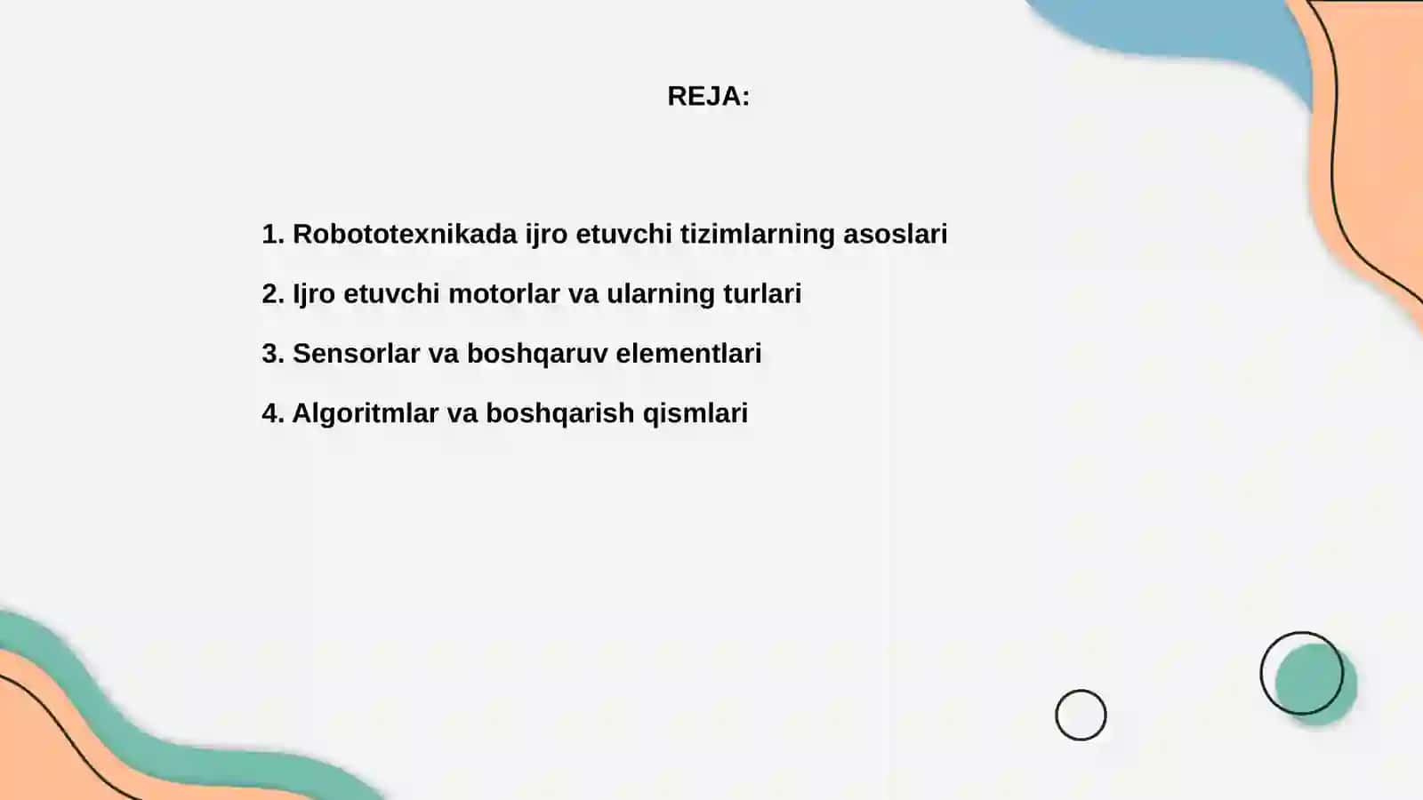 Robototexnikada ijro etuvchi tizimlar 2