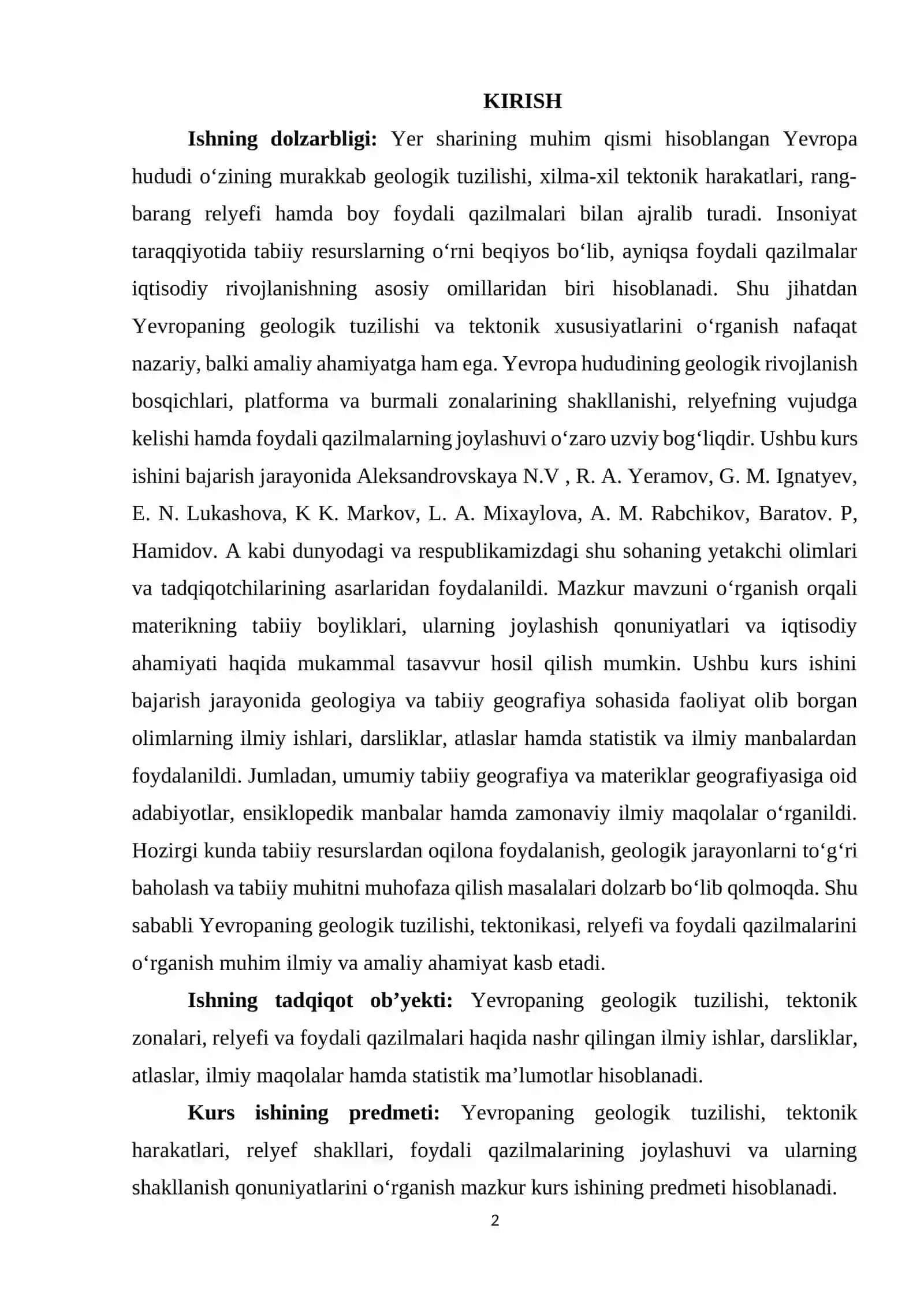 YEVROPANING GEOLOGIK TUZILISHI, TEKTONIKASI, RELYEFI VA FOYDALI QAZILMALARI 2