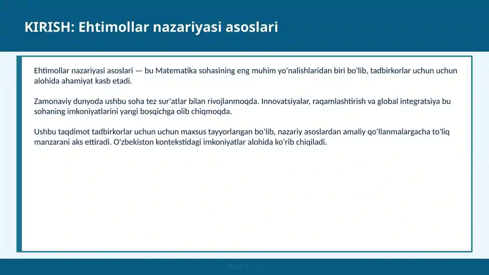 Ehtimollar nazariyasi asoslari 2