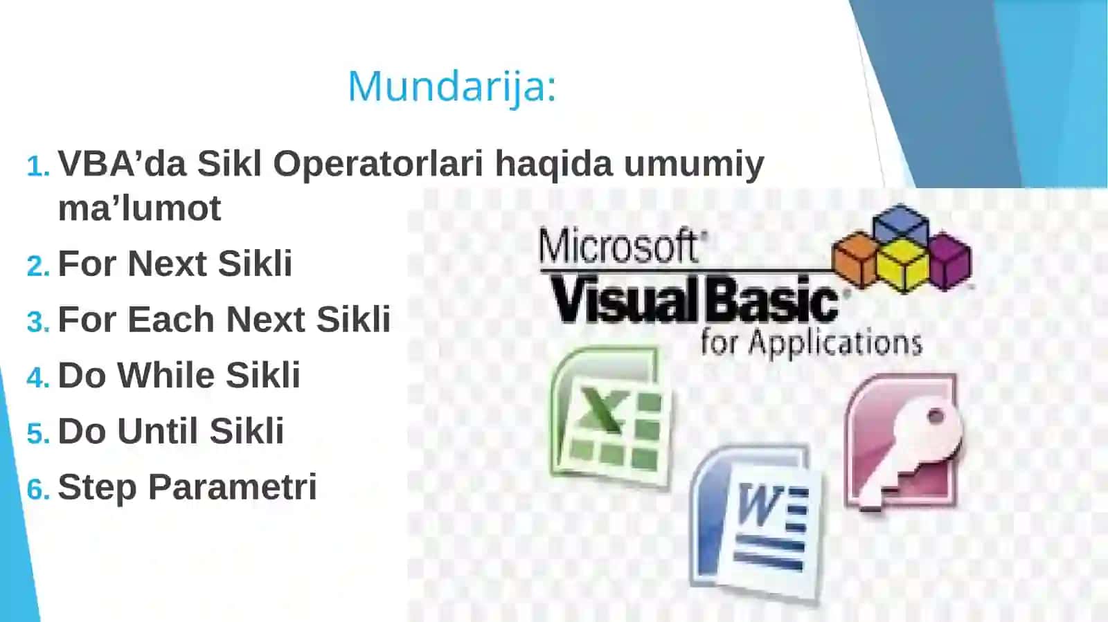 Visual basic for applicitionsda sikl operatorlari 2