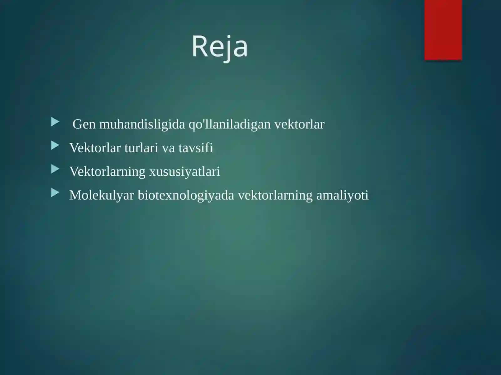 Gen muhandisligida  foydalaniladigan vektorlar 2
