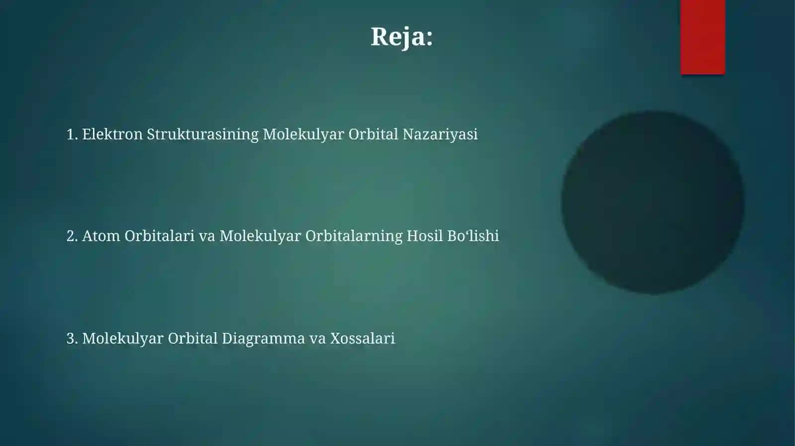 Molekulyar orbital tuzilishlar elektron energiyasi nazariy yozish usuli 2