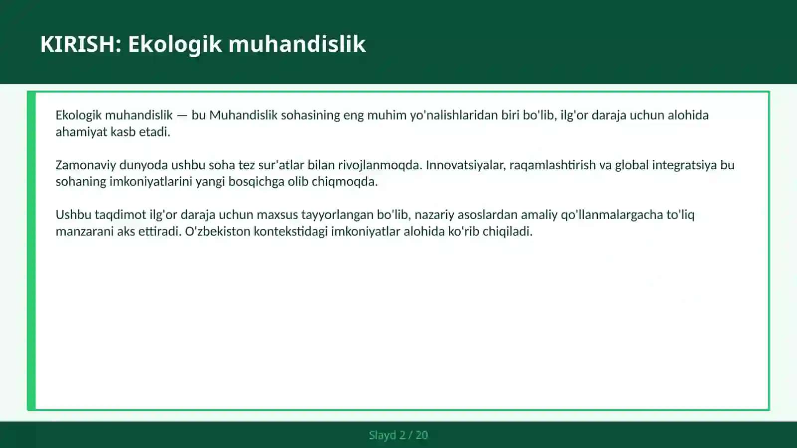 Ekologik muhandislik 2