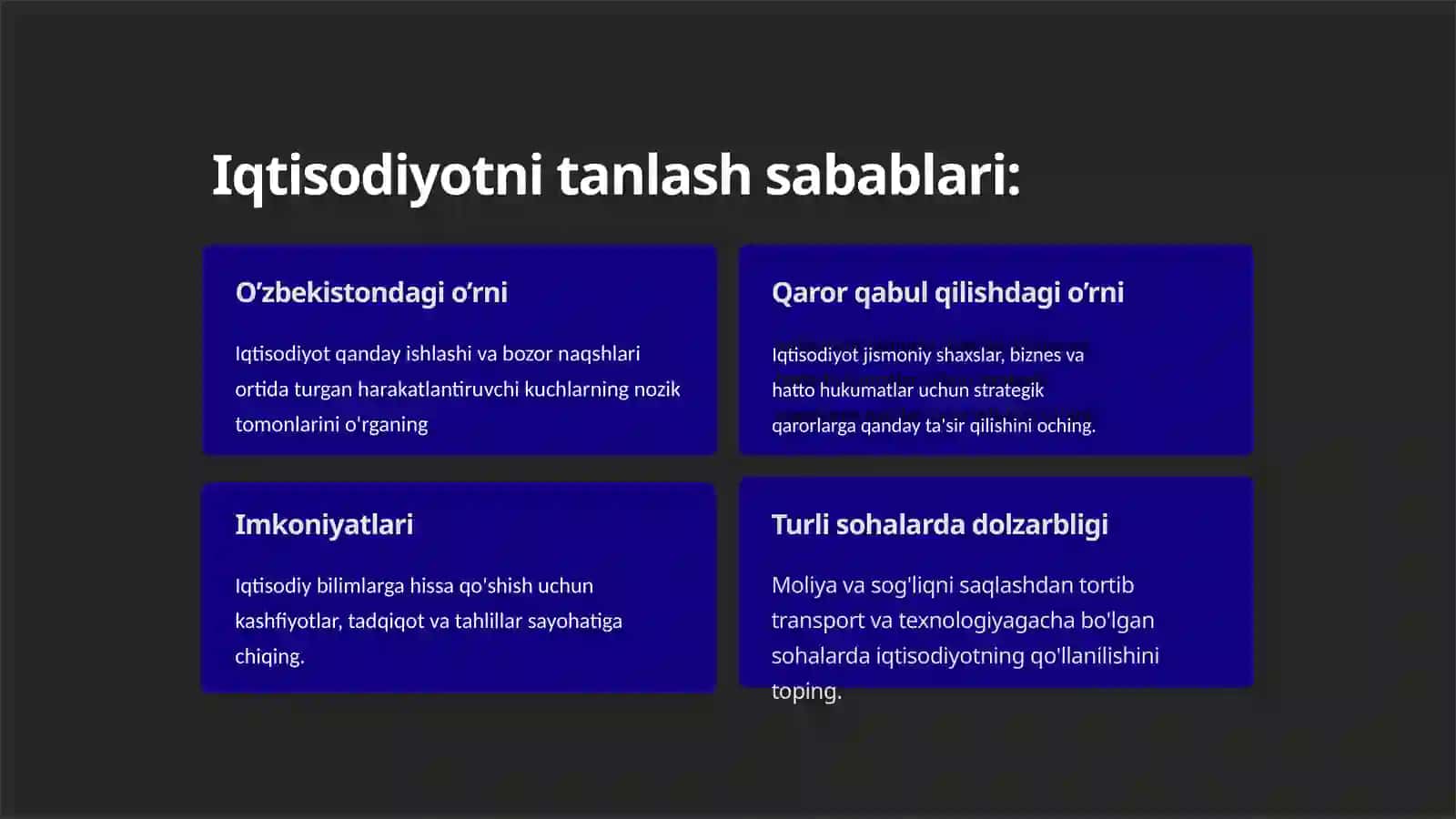 Iqtisodiyotni tanlash sabablari 2