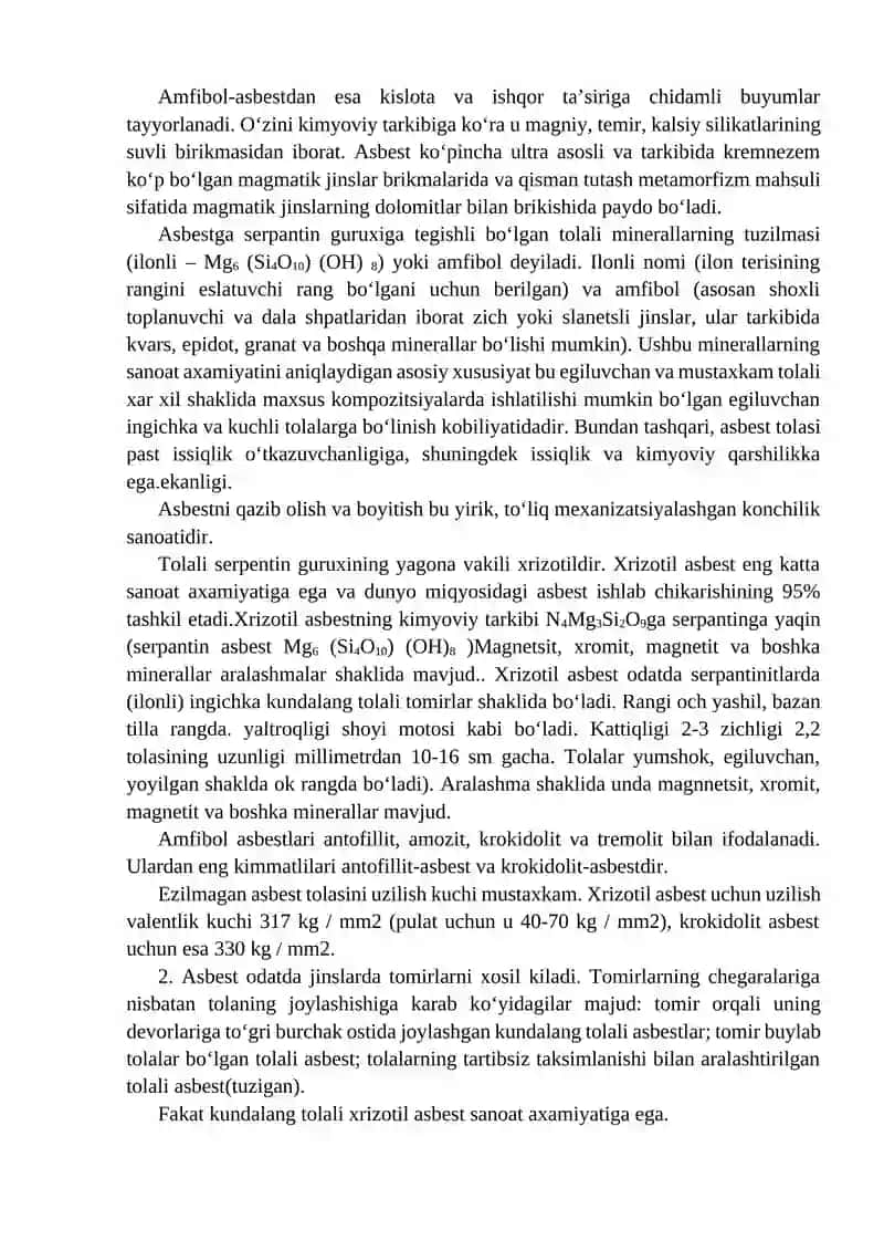 Asbestli rudalarni boyitish texnologiyasi 2