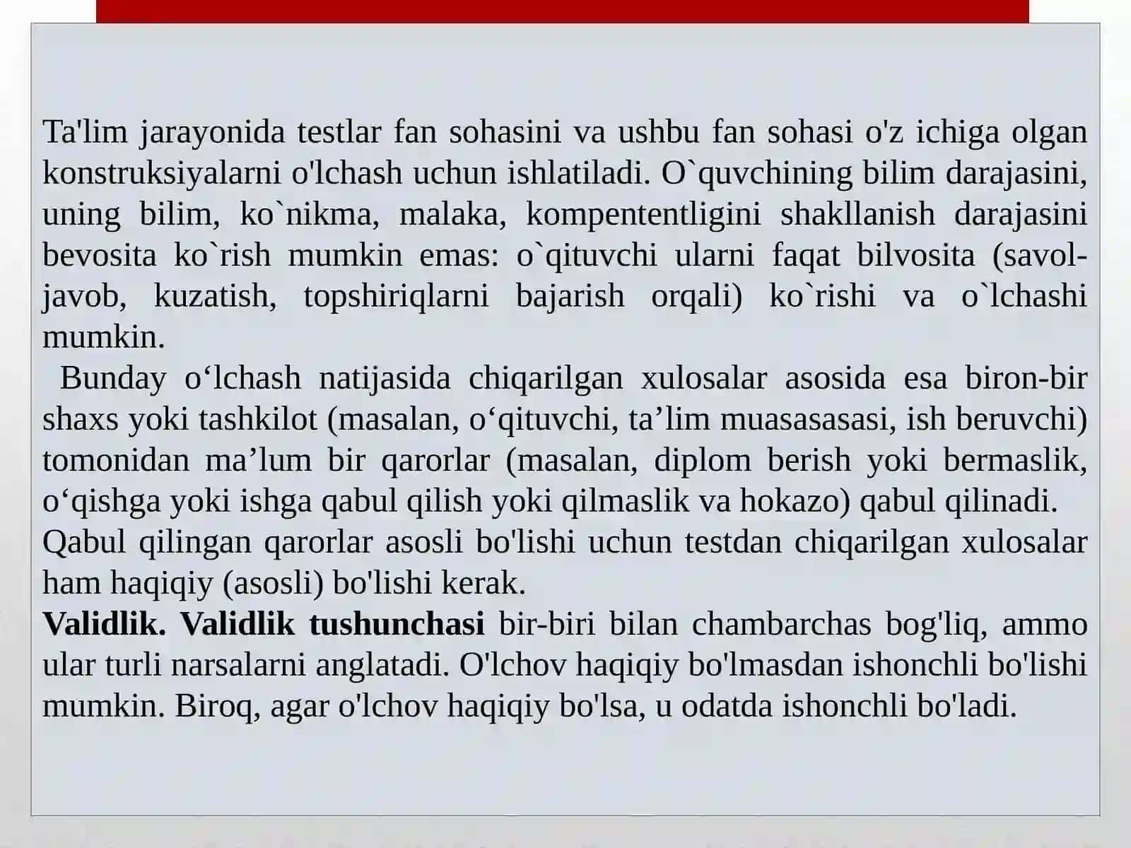 Test yaratishning zamonaviy nazariyasi doirasida ma’lumotlarni qayta ishlash usullari. 2