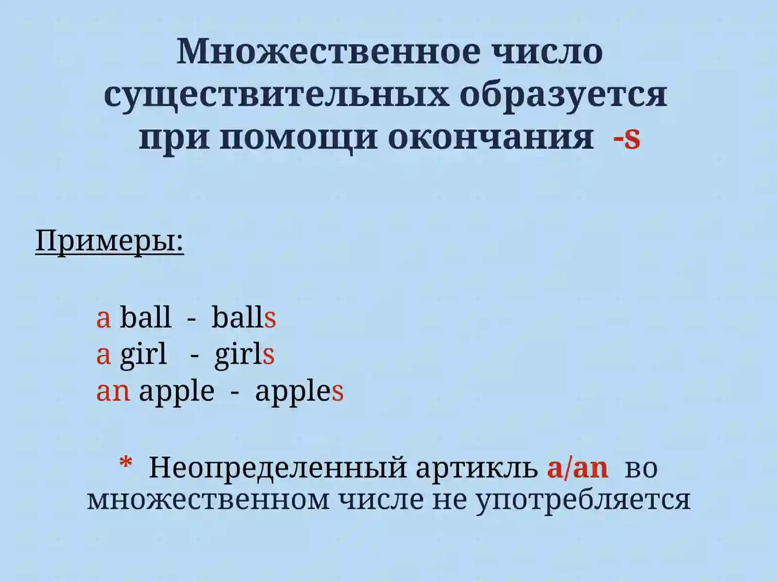 Множественное число существительных 2