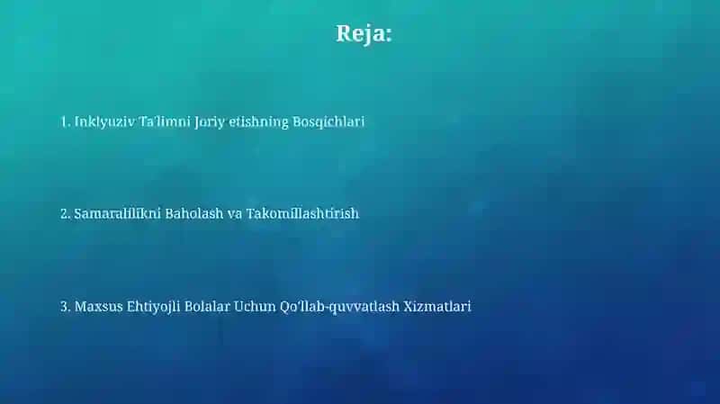 Inklyuziv Ta'limni Joriy etishning Bosqichlari 2