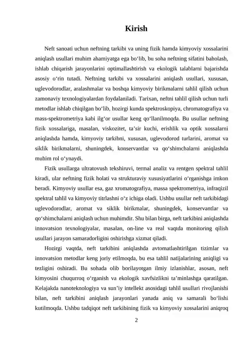Neftning tarkibi va uning fizik hamda kimyoviy xossalarini aniqlash usullari 2