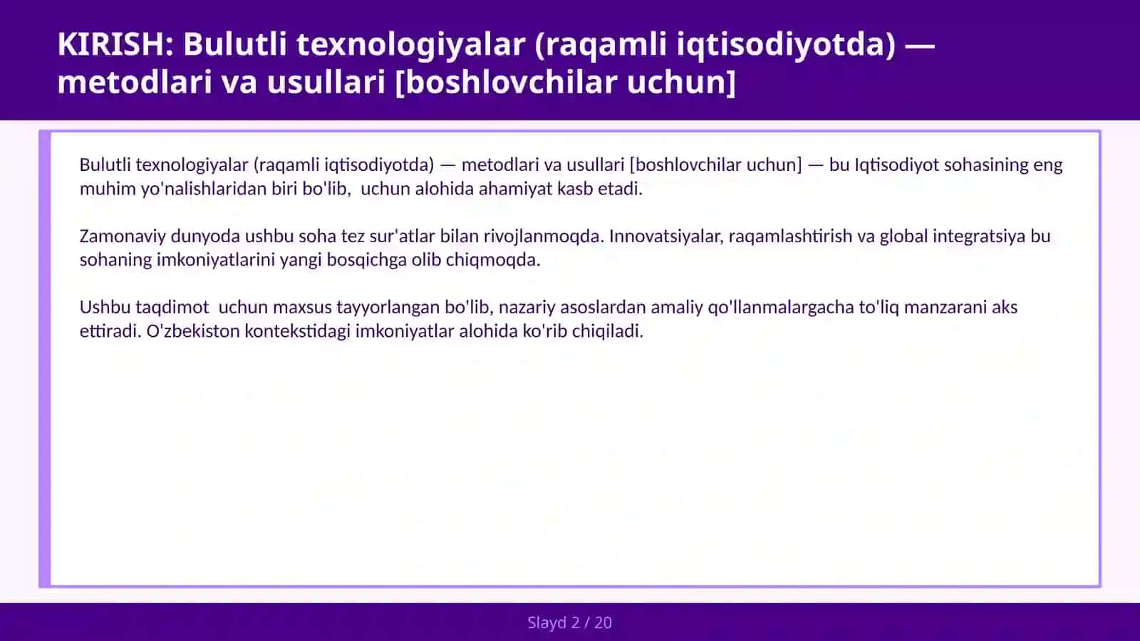 Bulutli texnologiyalar (raqamli iqtisodiyotda) — metodlari va usullari [boshlovchilar uchun] 2