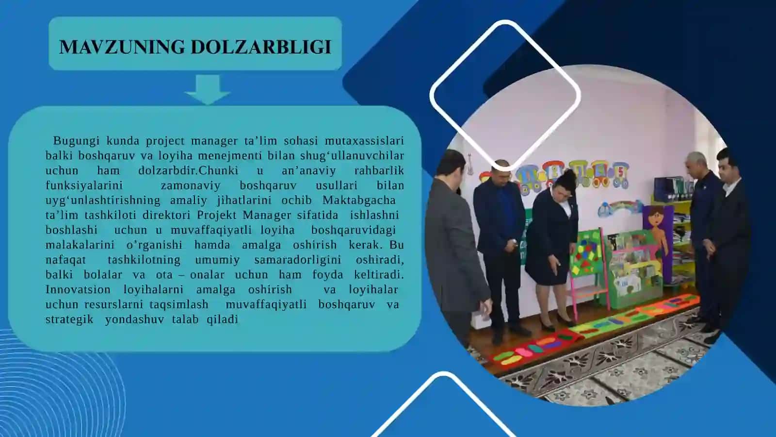 MAKTABGACHATA’LIM TASHKILOTLIDIREKTORIPROJECTMANAGERSIFATIDA TOSHKENT 2025 2