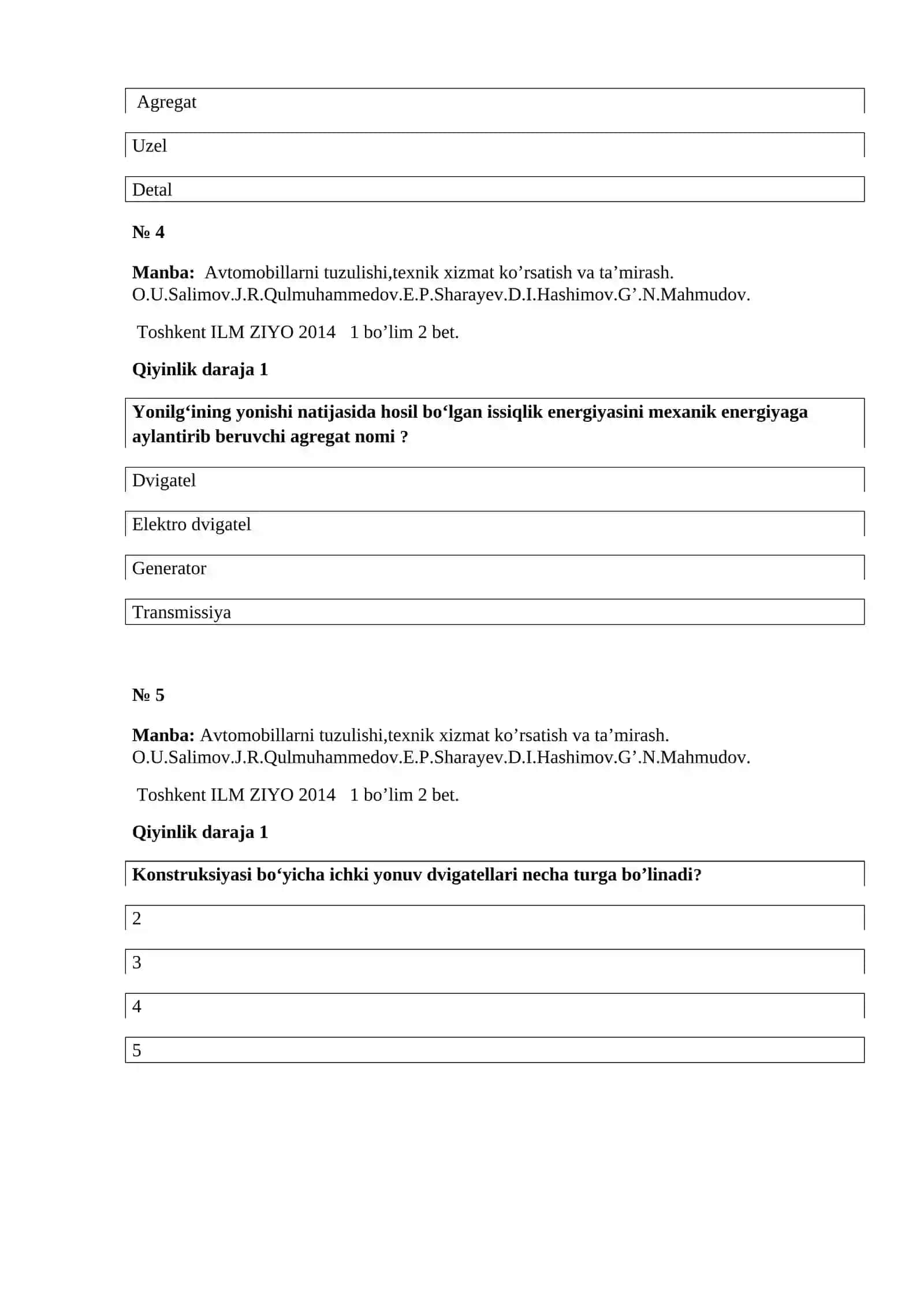 Avtomobillarni ta’mirlash chilangari 2