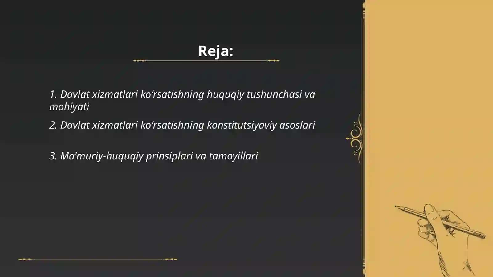 Davlat xizmatlari koʻrsatishning huquqiy asoslari 2
