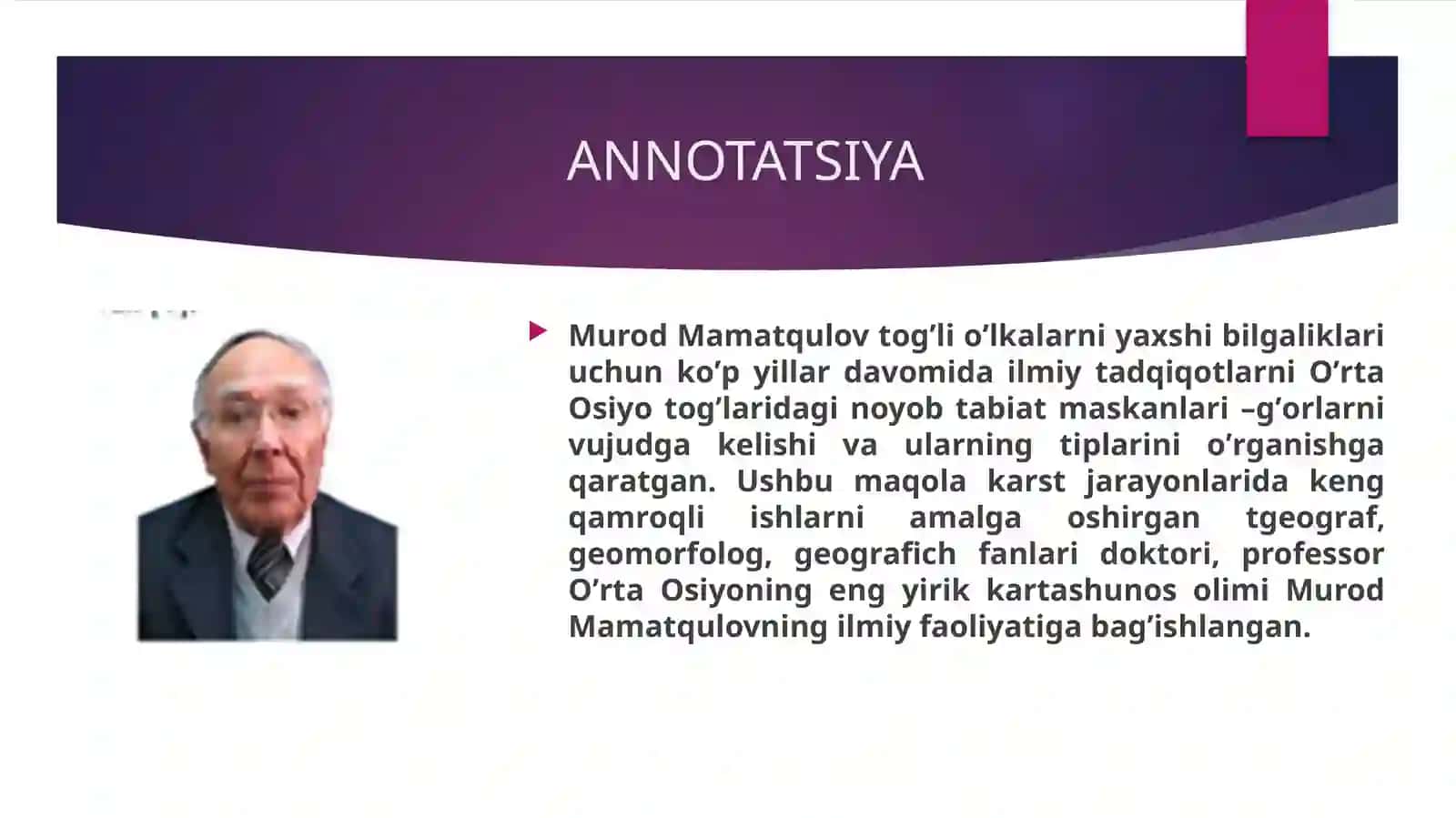 OʼRTА OSIYODА KАRTАSHUNOSLIKNING YETАKCHI VАKILI MUROT MАMАTQULOV FАOLIYATI XАQIDА 2