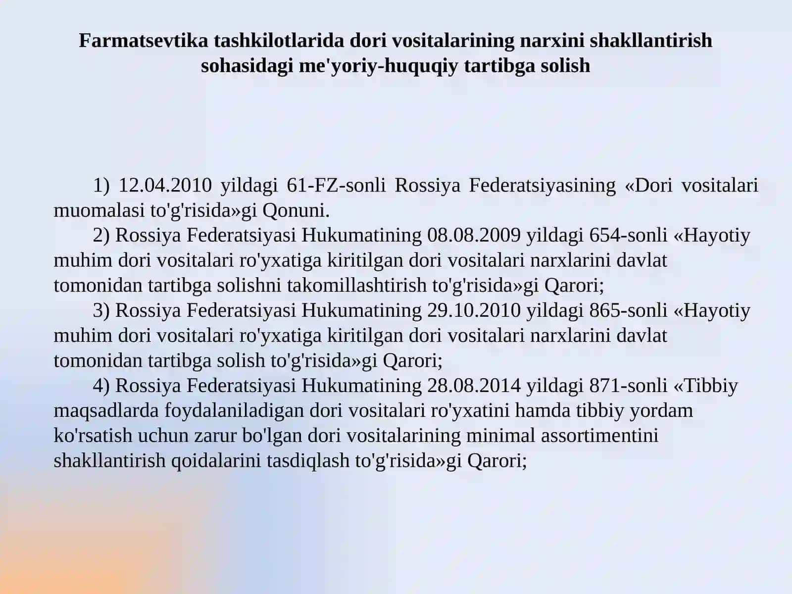 Farmatsevtika tashkilotlarida narx shakllanishi 2