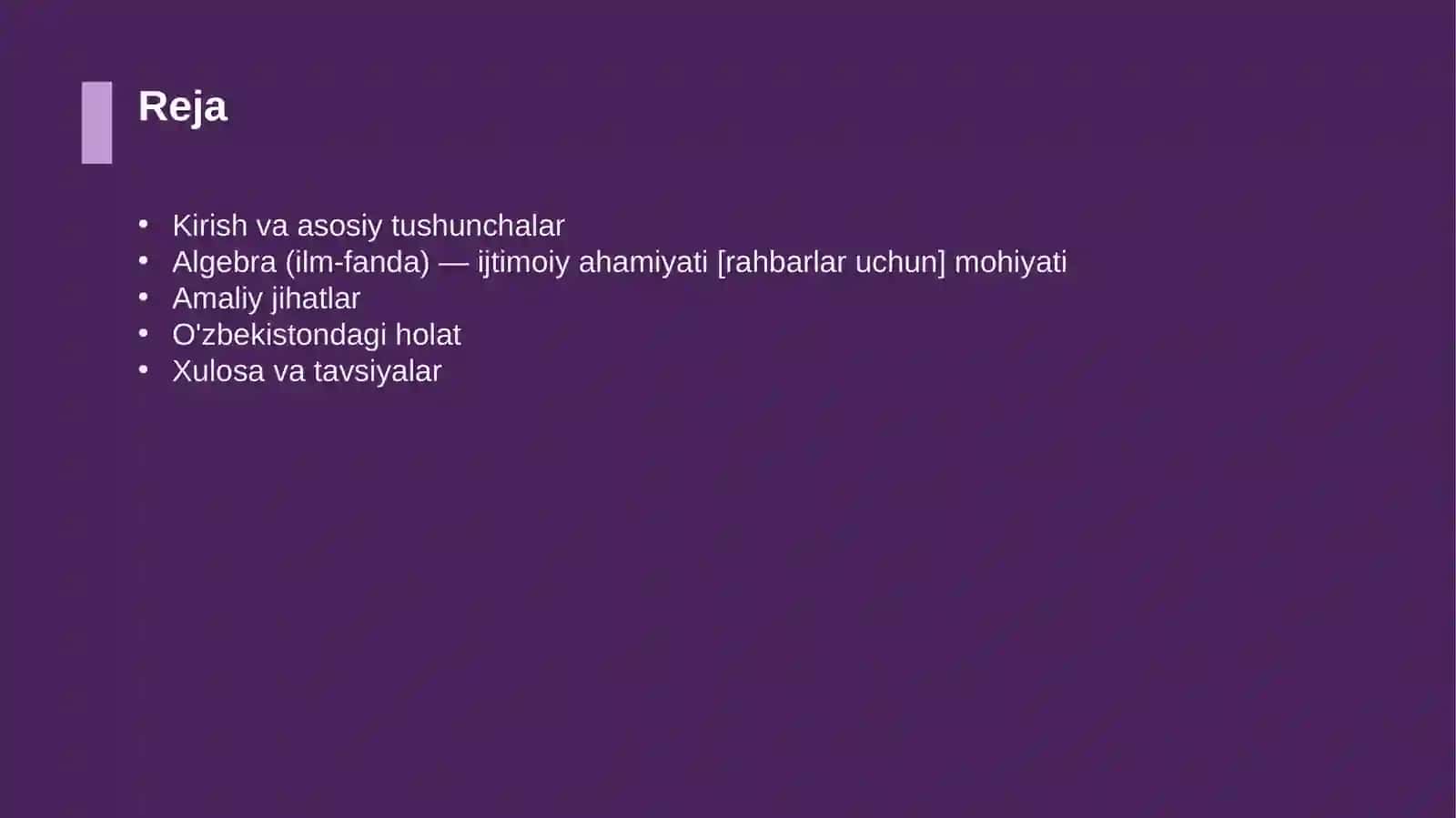 Algebra (ilm-fanda) — ijtimoiy ahamiyati [rahbarlar uchun] 2