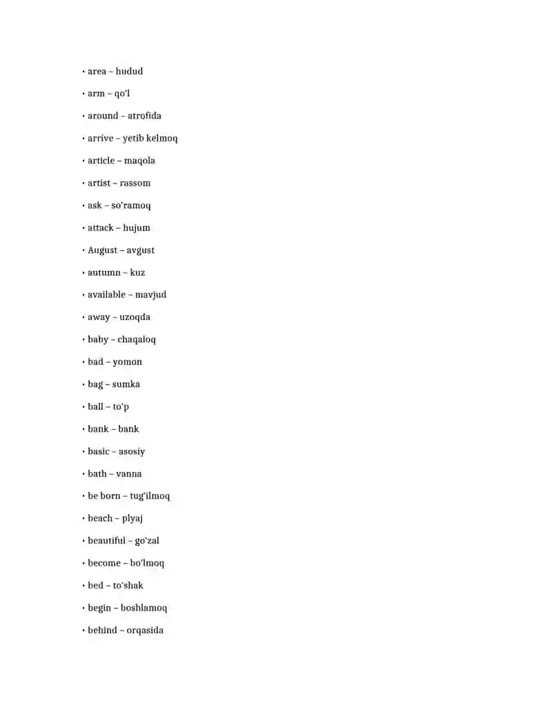A2–C1 Darajalarga Ajratilgan Lug‘at + 500+ So‘z + Testlar 2