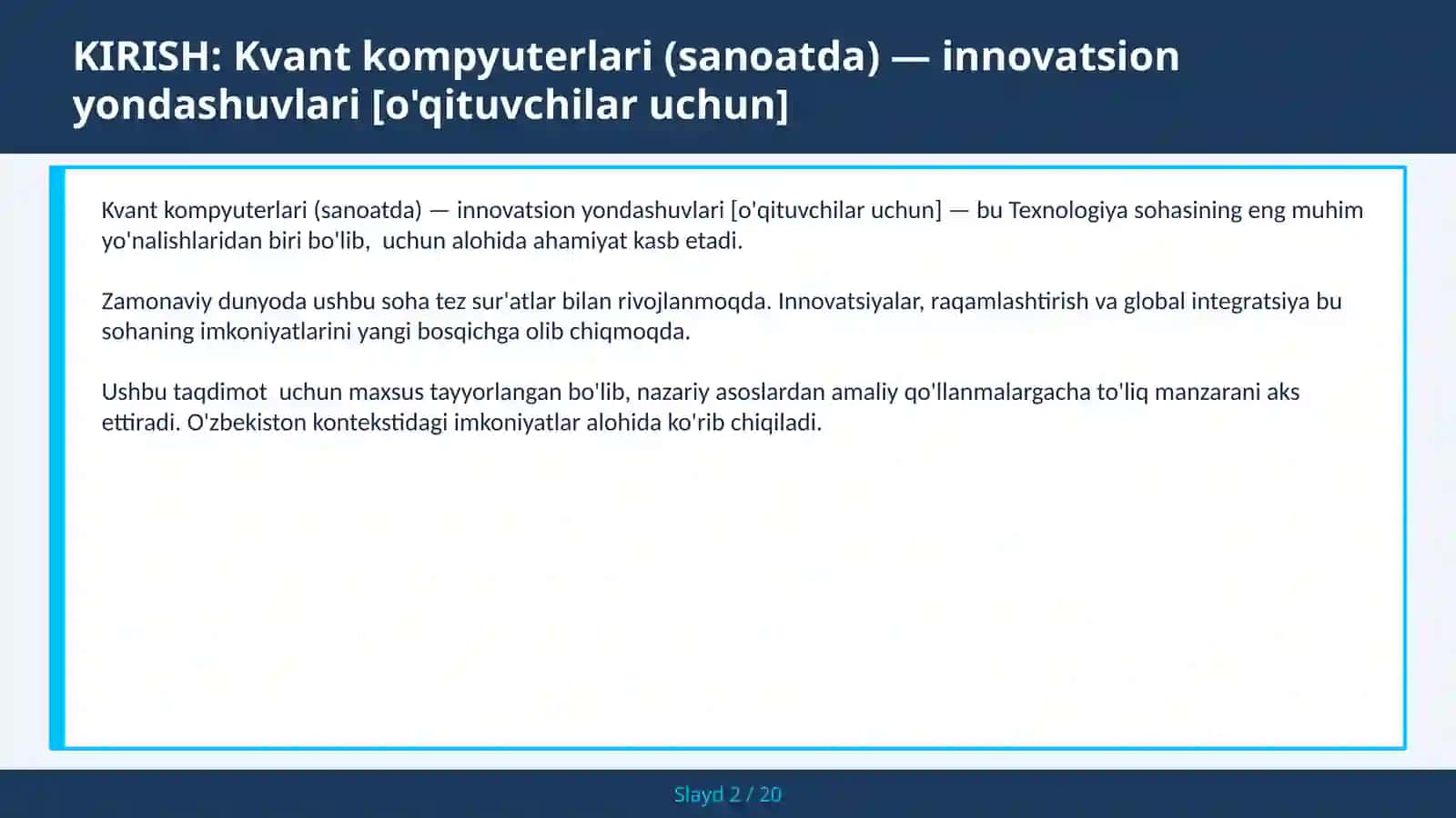 Kvant kompyuterlari (sanoatda) — innovatsion yondashuvlari [o'qituvchilar uchun] 2