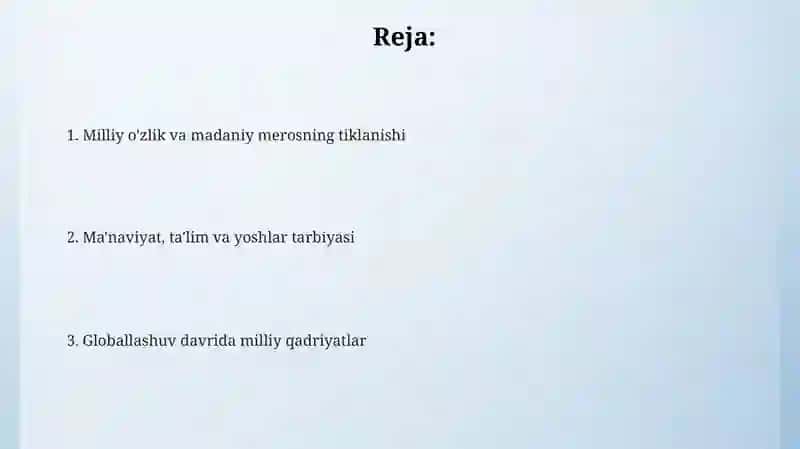 Mustaqillik yillarida O'zbekistondagi manaviy va madaniy taraqqiyot 2