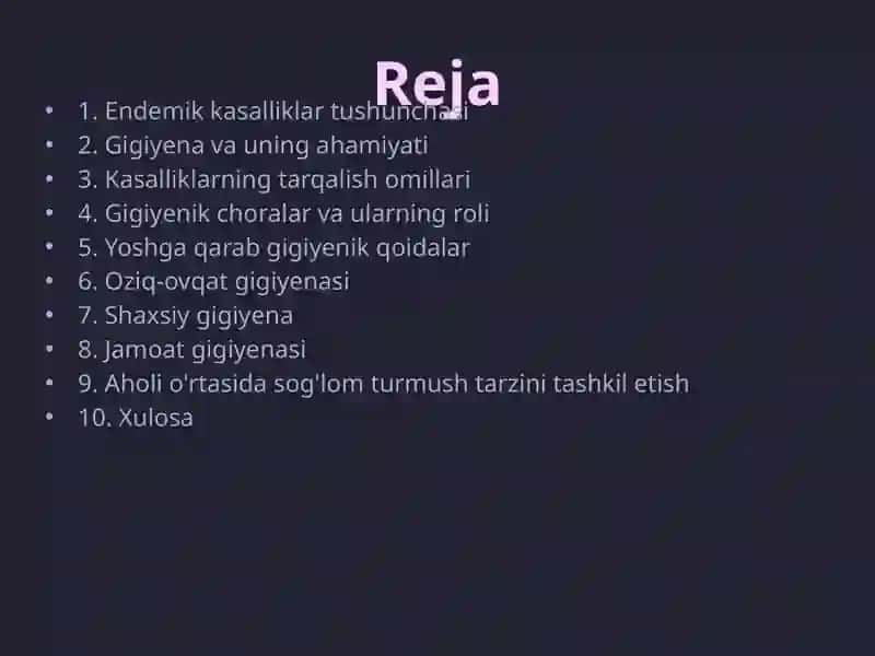 Endemik kasalliklarni oldini olishning gigiyenik asoslari 2