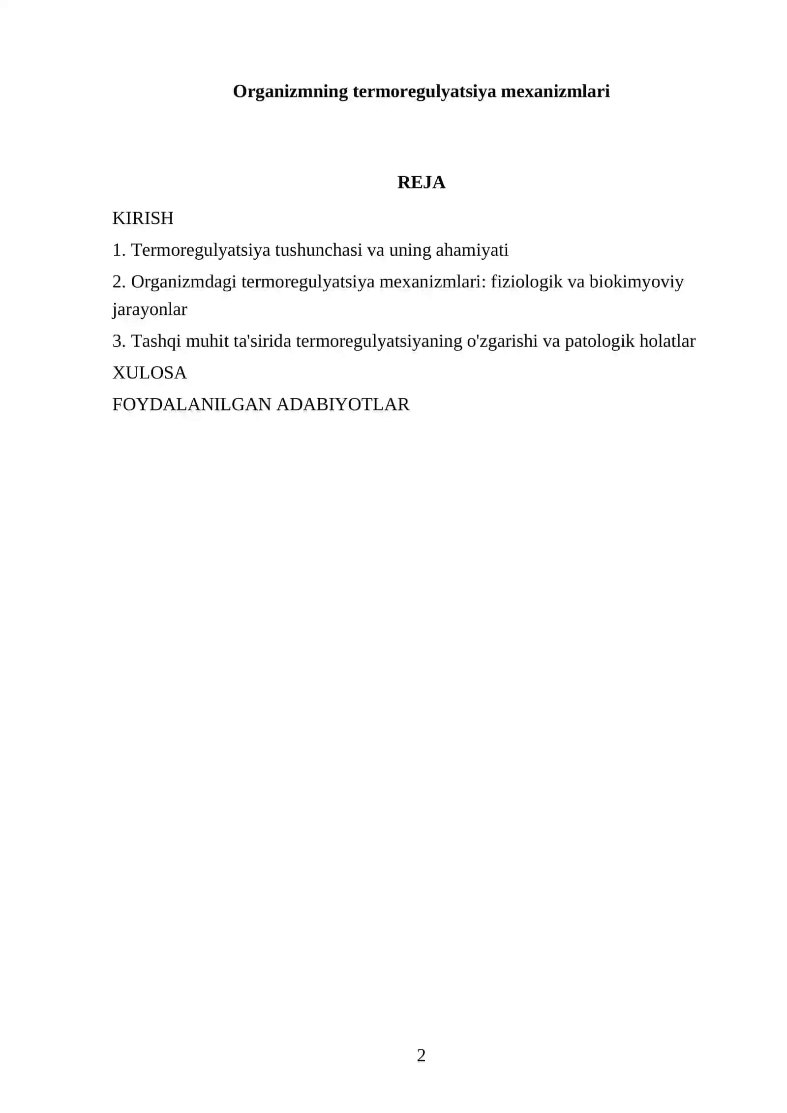 Organizmning termoregulyatsiya mexanizmlari 2