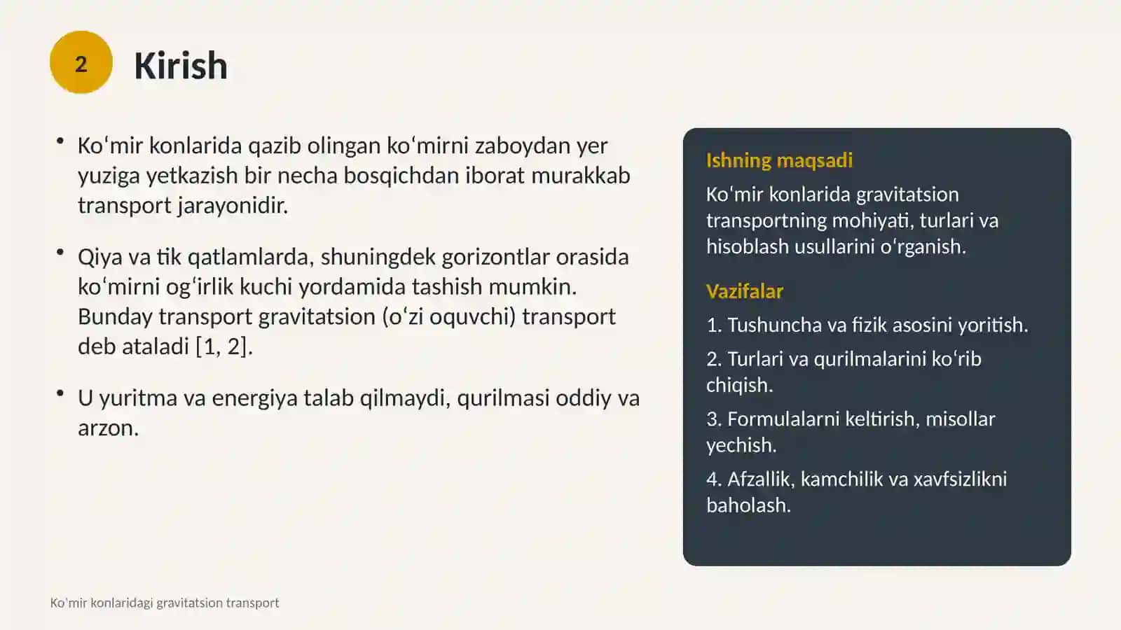 Ko‘mir konlaridagi gravitatsion transport 2